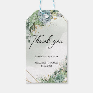 Étiquettes-cadeau Boho succulent eucalyptus or Mariage Tags cadeaux