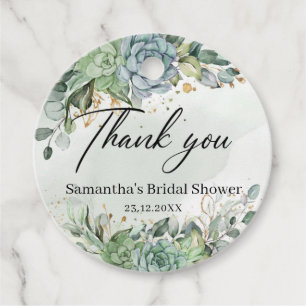 Étiquettes Cadeau Boho succulents verdure nuptiale douche de préfére