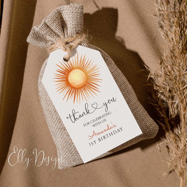 Étiquettes-cadeau Boho Sun 1er anniversaire fête (Créateur téléchargé)