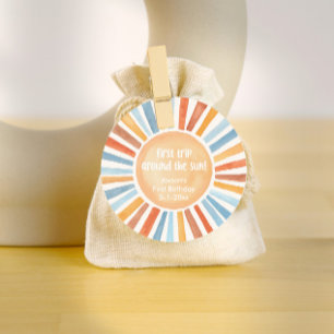 Étiquettes Cadeau Boho sunshine Premier voyage autour de l'anniversa