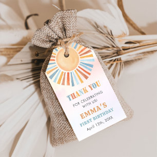 Étiquettes-cadeau Boho Sunshine Soleil Terre Cuite Anniversaire