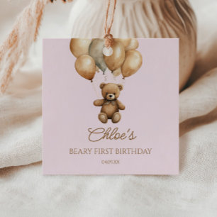 Étiquettes Cadeau Boho Teddy Bear Beary Première fête d'anniversaire