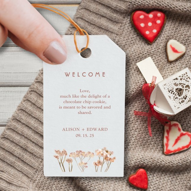 Étiquettes-cadeau Boho Terracotta Fleurs sauvages Mariage Faveur (Créateur téléchargé)