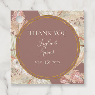 Étiquettes Cadeau Boho Tropical Botanical Merci Rose Dusty