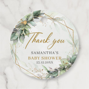 Étiquettes Cadeau Boho verdure eucalyptus feuillage baby shower or
