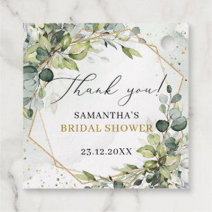 Étiquettes Cadeau Boho verdure eucalyptus or cadre Fête des mariées