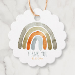 Étiquettes Cadeau Boho Watercolor Baby shower arc-en-ciel Merci