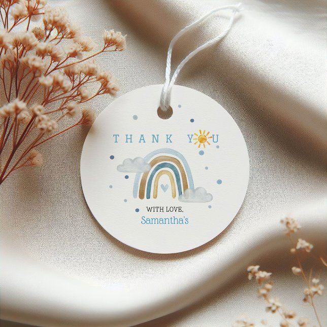 Étiquettes Cadeau Boho Watercolor Rainbow Baby shower (Créateur téléchargé)