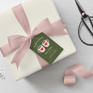 Étiquettes-cadeau Bois de café illustrées en vert de forêt Mélange p