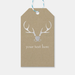 Étiquettes-cadeau Bois de cerf argenté blanc & Mariage rustique en p
