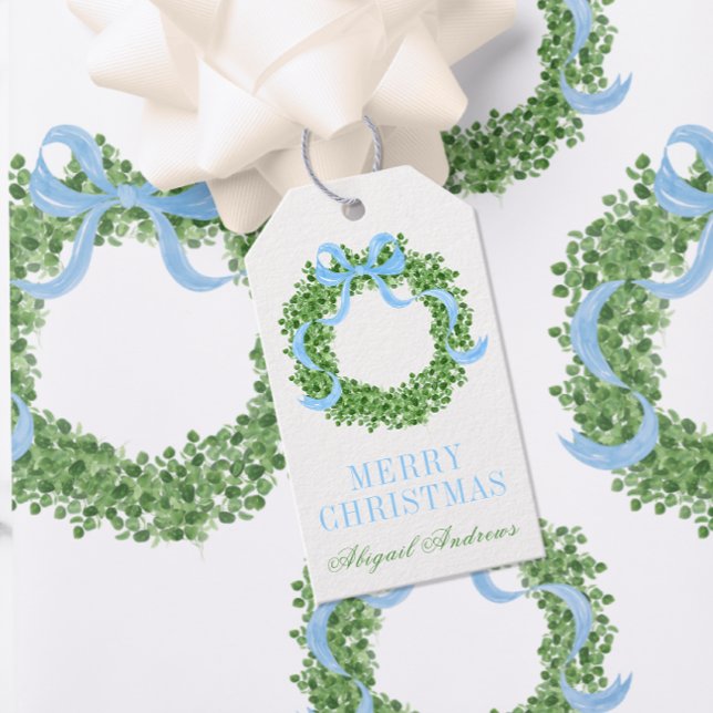 Étiquettes-cadeau Bois de Noël bleu (Créateur téléchargé)