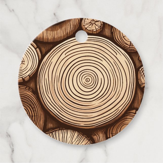 Étiquettes Cadeau Bois rond Loges Forêt de bois (Devant)