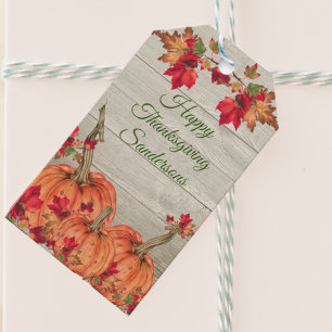 Étiquettes-cadeau Bois rustique Automne Orange Citrouilles Automne F