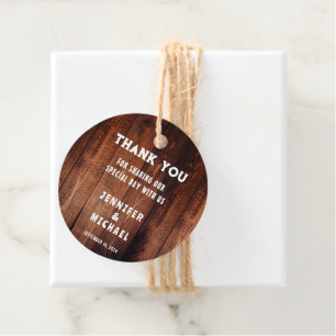 Étiquettes Cadeau Bois rustique mariage campagnard rural Merci