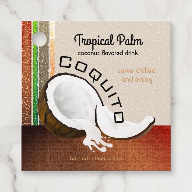 Étiquettes Cadeau Boisson de noix de coco Coquito (Devant)