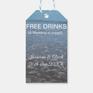 Étiquettes-cadeau Boissons gratuites enregistrer la date plage maria