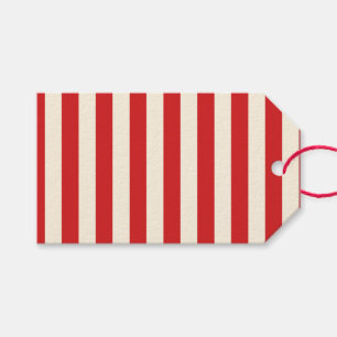 Étiquettes-cadeau Boîte aux lettres rouge et crème tofu rayures
