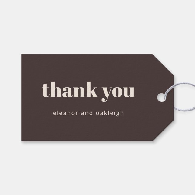 Étiquettes-cadeau Bold Typography Custom Brown Modern Wedding  (Devant (Horizontal))