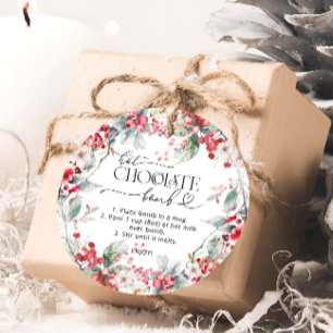 Étiquettes Cadeau Bombe à chocolat chaud Hiver Floral