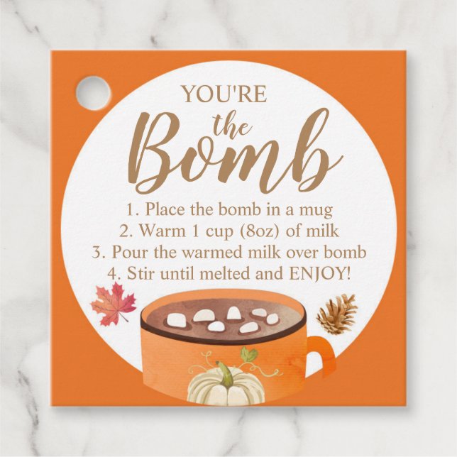 Étiquettes Cadeau Bombe au chocolat chaud Tag You the Bomb Thanksgiv (Devant)