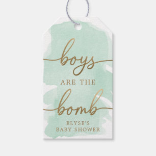 Étiquettes-cadeau Bombe de bain or couleur vert Aquarelle Favoriser 