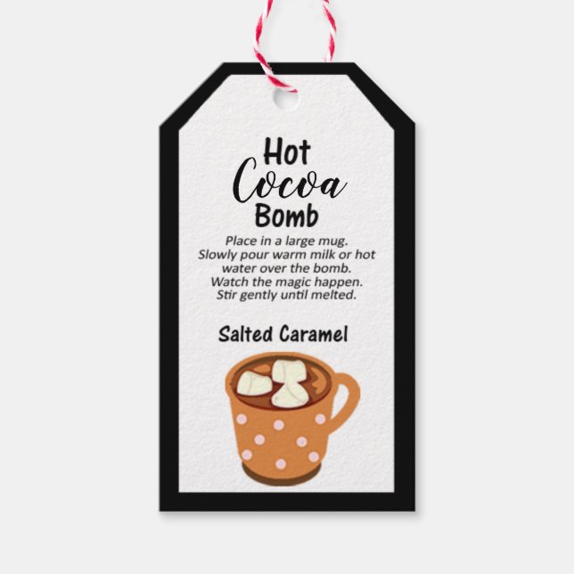 Étiquettes-cadeau Bombe de cacao chaud au caramel salé (Devant)