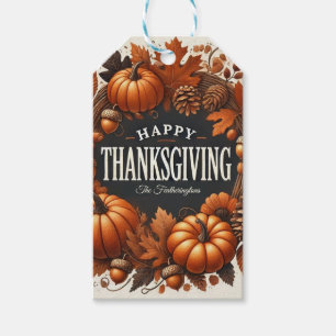 Étiquettes-cadeau Bon thanksgiving Citrouille Automne Feuilles Wreat