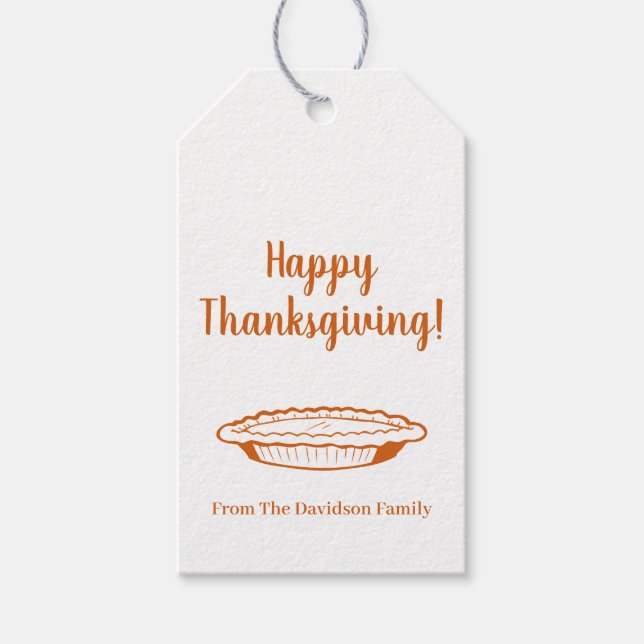 Étiquettes-cadeau bon thanksgiving citrouille pie nom personnalisé f (Devant)