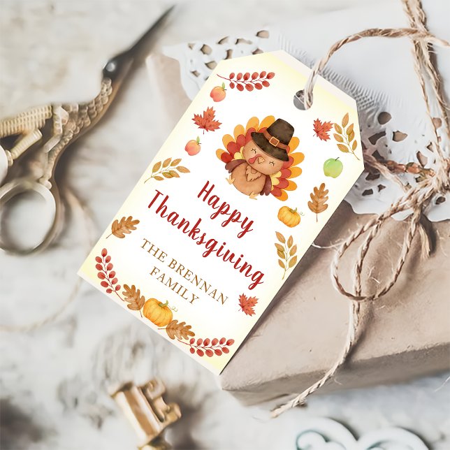 Étiquettes-cadeau Bon thanksgiving Citrouille Rustique Gobble Fall (Créateur téléchargé)