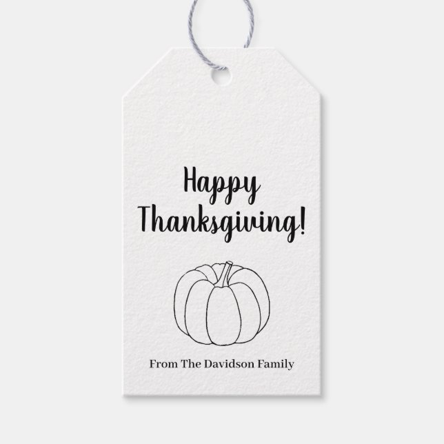 Étiquettes-cadeau Bon thanksgiving citrouille rustique kraft sur mes (Devant)
