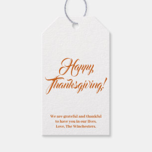 Étiquettes-cadeau Bon thanksgiving citrouille script personnalisé él