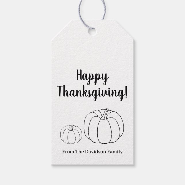 Étiquettes-cadeau Bon thanksgiving citrouille script personnalisé ru (Devant)