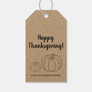 Étiquettes-cadeau Bon thanksgiving citrouille script personnalisé ru