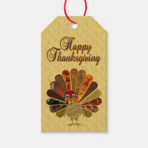 Étiquettes-cadeau Bon thanksgiving coloré Turquie
