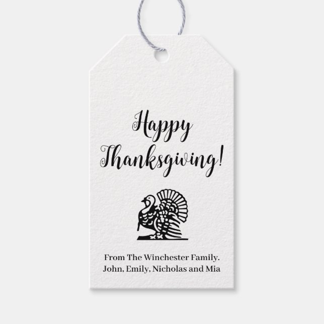 Étiquettes-cadeau Bon thanksgiving drôle turquie script personnalisé (Devant)