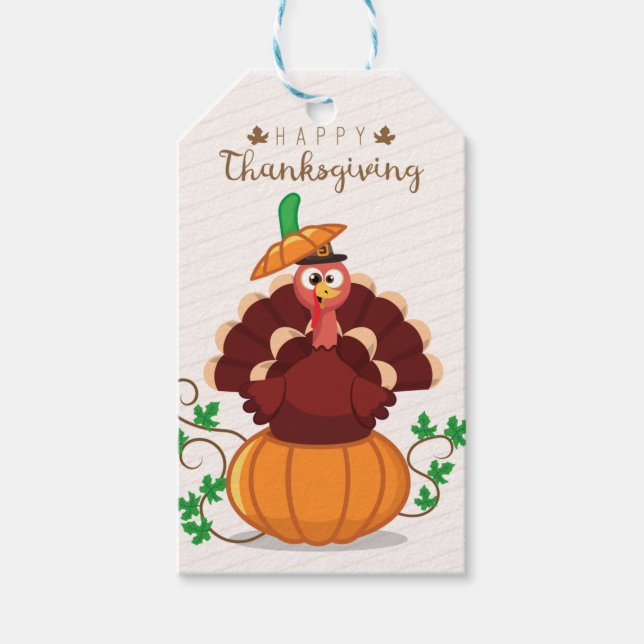 Étiquettes-cadeau bon thanksgiving, Feliz día de acción de gracias (Devant)