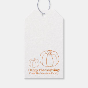 Étiquettes-cadeau Bon thanksgiving orange citrouille simple personna