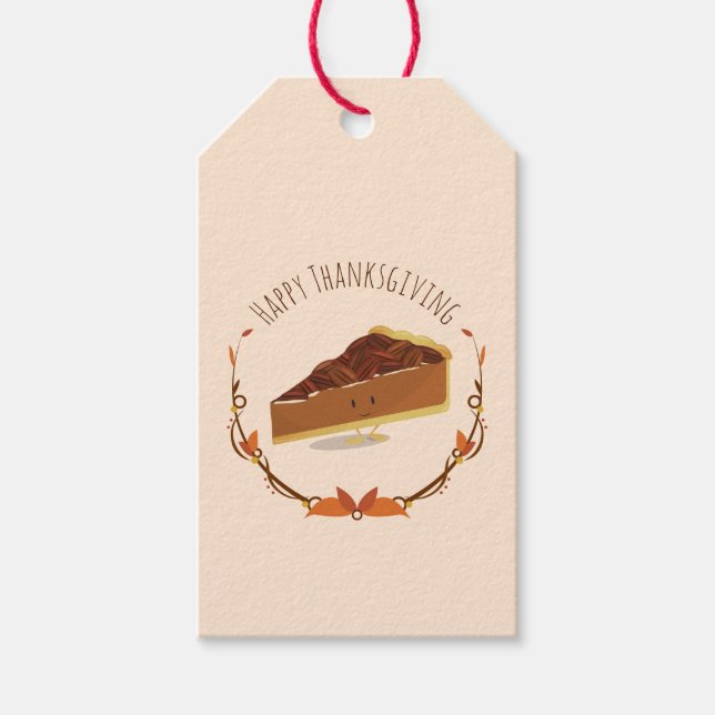 Étiquettes-cadeau Bon thanksgiving Pecan Pie tranche Tan Brown (Devant)