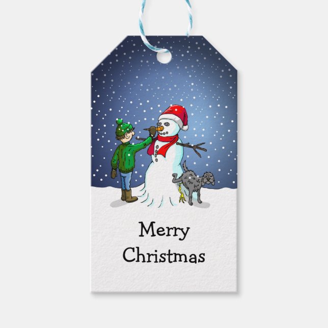 Étiquettes-cadeau Bonhomme de neige de Noël (Devant)