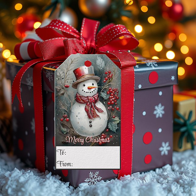 Étiquettes-cadeau bonhomme de neige de Noël  (Créateur téléchargé)