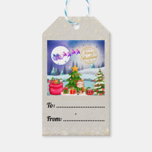 Étiquettes-cadeau Bonhomme de neige Joyeux Noël Arbre Cadeau & Bonne
