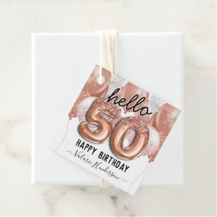 Étiquettes Cadeau Bonjour 50 Parties scintillant roses Ballons d'ann