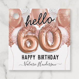 Étiquettes Cadeau Bonjour 60 Parties scintillant roses Ballons d'ann