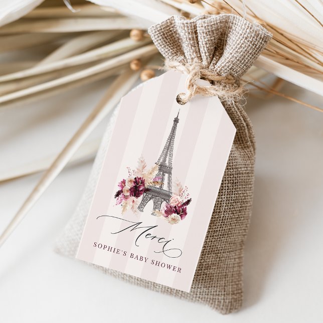 Étiquettes-cadeau Bonjour Bébé Paris Baby shower Favoriser (Créateur téléchargé)