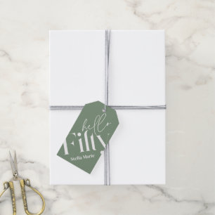 Étiquettes-cadeau Bonjour cinquante moderne simple sauge vert 50e an
