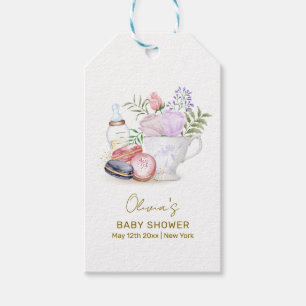 Étiquettes-cadeau Bonjour Floral Macarons Milk Tea Baby shower