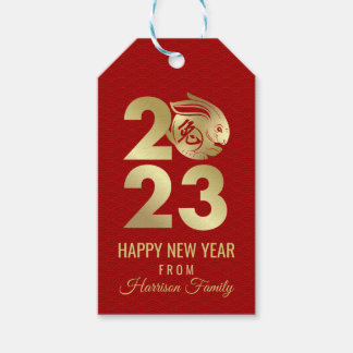 Étiquettes-cadeau Bonne année chinoise du lapin