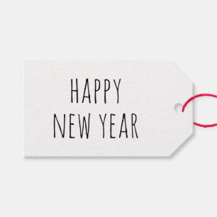 Étiquettes-cadeau Bonne année Vacances neutres minimalistes propre