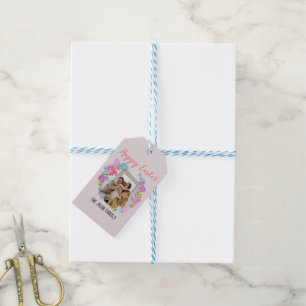 Étiquettes-cadeau Bonne famille de Pâques, famille de lapins de Pâqu