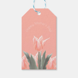 Étiquettes-cadeau Bonne fête des mères ! Fleurs de tulipes de Pêche 